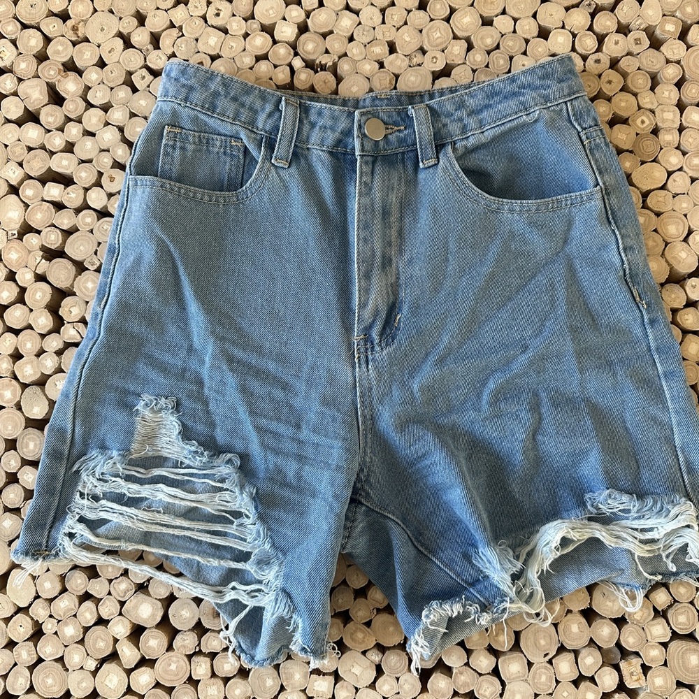 High waisted mom jean shorts